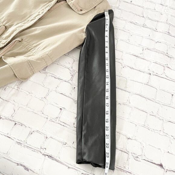 Olive & Oak Tan & Black Mixed Fabric Faux Leather Long Sleeve Full Zip Jacket XS - Picture 8 of 10